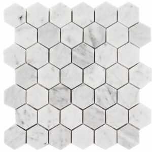 Carrara Honed Marble Hexagon Mosaic