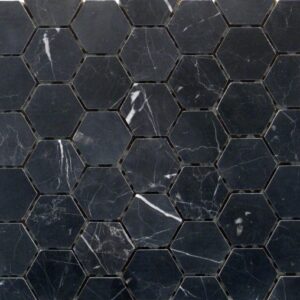 Nero-marquina Hexagonal Honed Marble