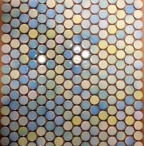 Blue/Green Mix Gloss Penny Round Mosaic