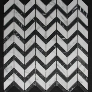 Carrara/Nero Honed Chevron
