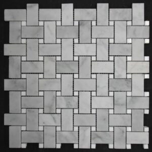 Carrara Honed & Polished Thassos Dot Basketweave Marble