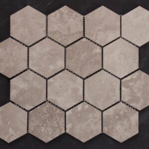 Cross Cut Grey Travertine Honed Hexagonal