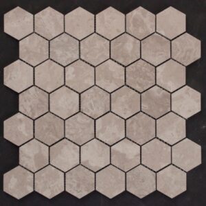 Cross Cut Grey Travertine Honed Hexagonal
