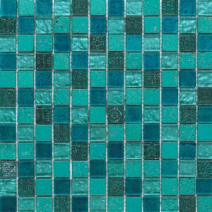 Green & Blue Resin and Glass Mosaic