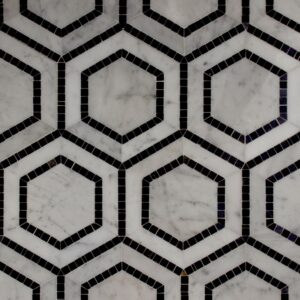 Carrara-nero-marquina Honed Hexagon Marble Mosaic Tile
