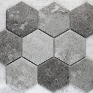 Neutral Grey Mix Matt Hex Cemento Mosaic