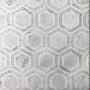 Carrara Dark & Thassos Honed Marble Hexagon