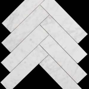 Carrara Honed Marble Herringbone Mosaic