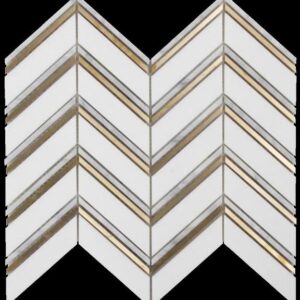 Carrara-brass Mix Honed Chevron