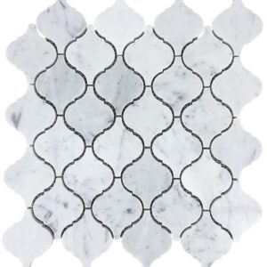 Carrara Honed Marble Arabesque Mosaic