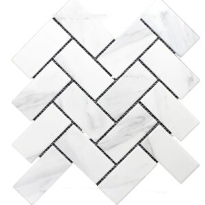 Carrara Heringbone Porcelain Mosaic Tile