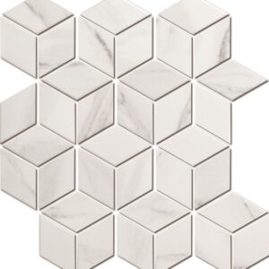 Carrara Look Matt Cube Porcelain Mosaic