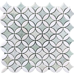 Ming-green and Thassos White Petal Honed Marble Acicular