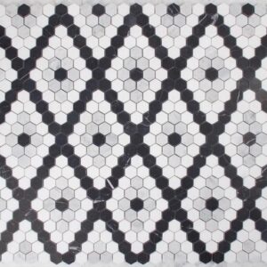Carrara-grey-nero Honed Hex Zircon