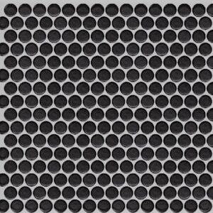 Black Matt Penny Round Mosaic Tile