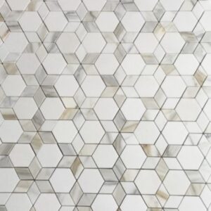 Star With Hexagon Honed Marble Mosaic