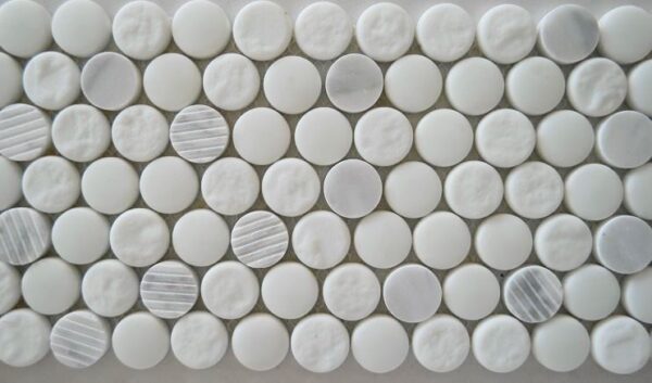 White Mix Penny Round Marble
