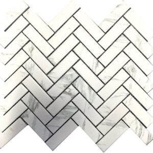 Carrara Look Matt Herringbone Porcelain Mosaic