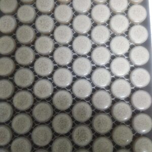 Grey Rustic Framed Gloss Penny Round
