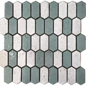 Green/White Mix Gloss Elongated Hexagonal