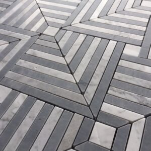 Carrara + Badiglio Chicago Honed Marble Mosaic