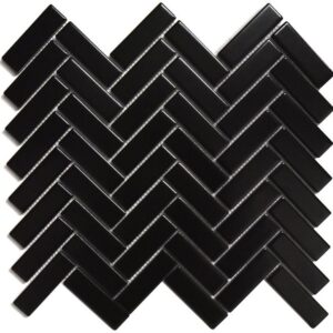 Nero Gloss Herringbone Village Mosaic