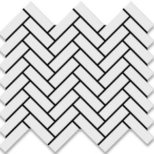 Blanco White Gloss Herringbone Village