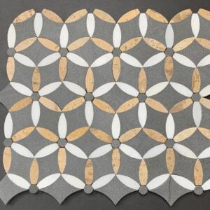 White-beige Mix Honed Marble Petals