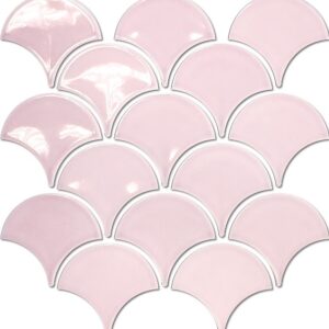 Powder-pink Gloss Wavy Fishscale Mosaic