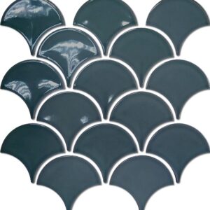 Deep-blue Gloss Wavy Fishscale Mosaic