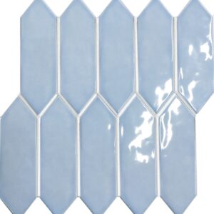 Sky-blue Gloss Wavy Crayon Mosaic