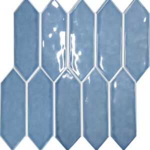 Ocean-blue Gloss Wavy Crayon Mosaic