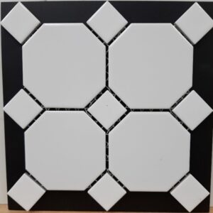 White Matt Oct /White Gloss Dot Octagonal Mosaic