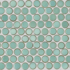 Light Green Mix Gloss Penny Round Orbit Mosaic