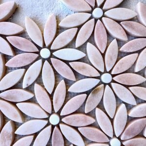 Pink Honed Marble Daisy Mosaic