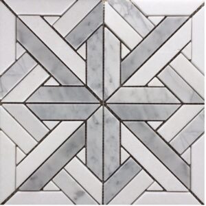 Carrara Mix Honed Parquet Marble Mosaic