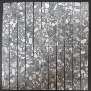 Charcoal Honed Soft Edge Finger Terrazzo Mosaic Tile