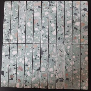 Light-green Honed With Soft Edge Finger Terrazzo Mosaic Tile