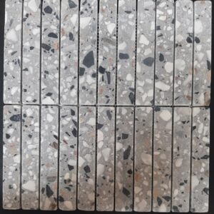 Grey Honed Soft Edge Finger Terrazzo Mosaic Tile