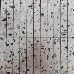 White Honed Soft Edge Finger Terrazzo Mosaic Tile