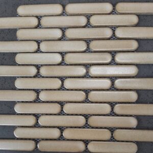 Tan Beige Gloss Mini Batons Porcelain Mosaic Tile