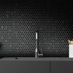 Nero Marquina Honed Marble Pennyround Geolux