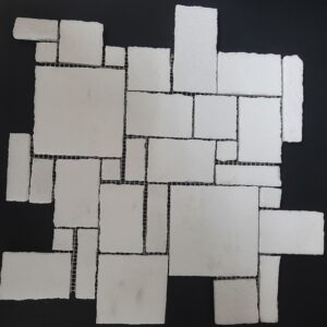Thassos White Honed Marble French Pattern
