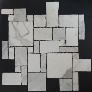 Calacatta Oro + Carrara Honed Marble French Pattern