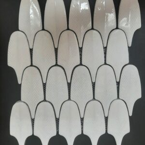 Snow-white Gloss Feather Mosaic Tile