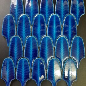 Royal-blue Gloss Feather Mosaic Tile