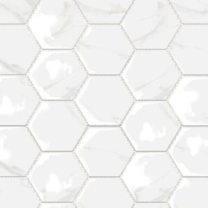 Grigio Gloss Hexagon Marble Look Mosaic