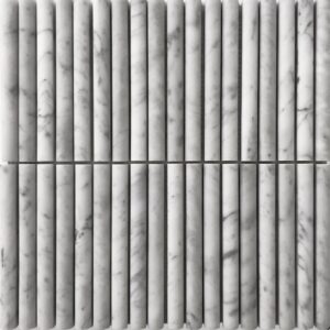 Carrara Honed Marble Mini Flute Mosaic