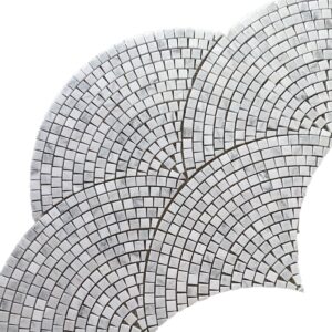 Carrara Roman Honed Fan Marble Mosaic Tile