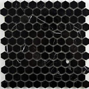 Nero Marquina Honed Marble Hex